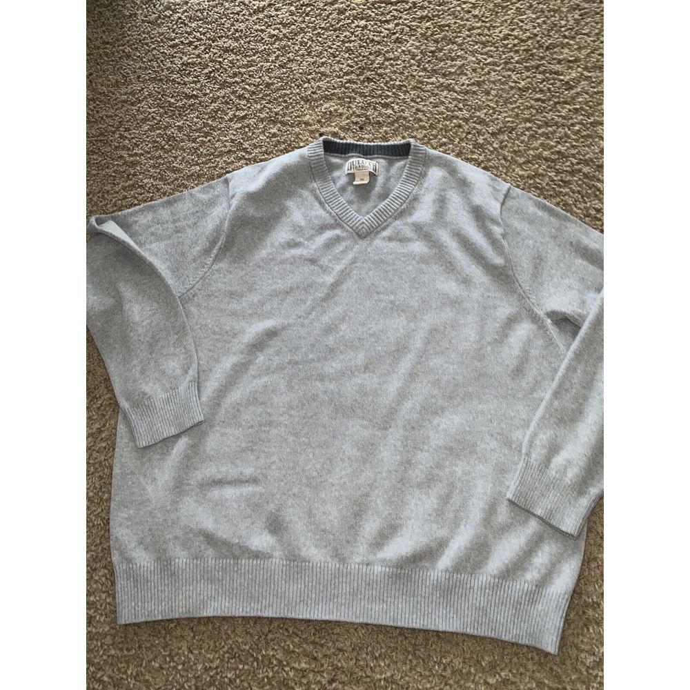 Duluth‎ Trading Sweater Mens Large V-Neck Sweatshirt Heather Gray Crew Neck